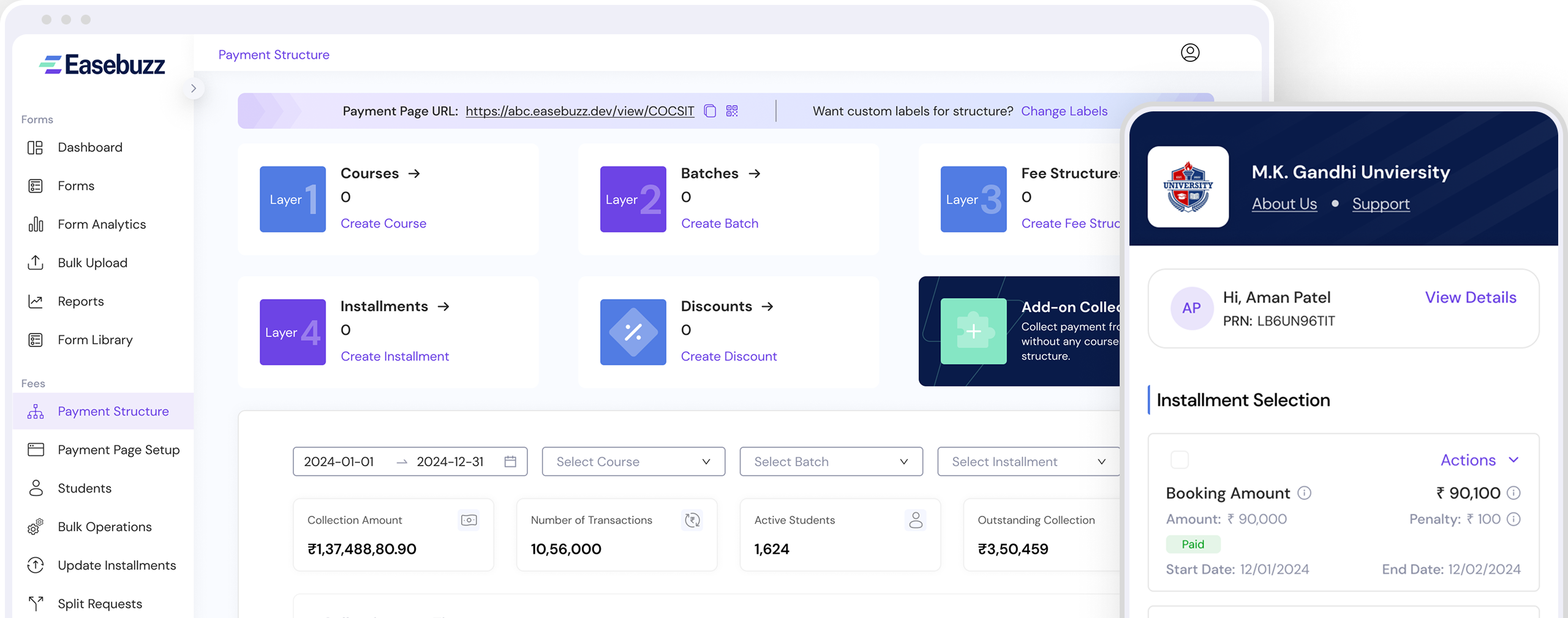 Student fees management dashboard